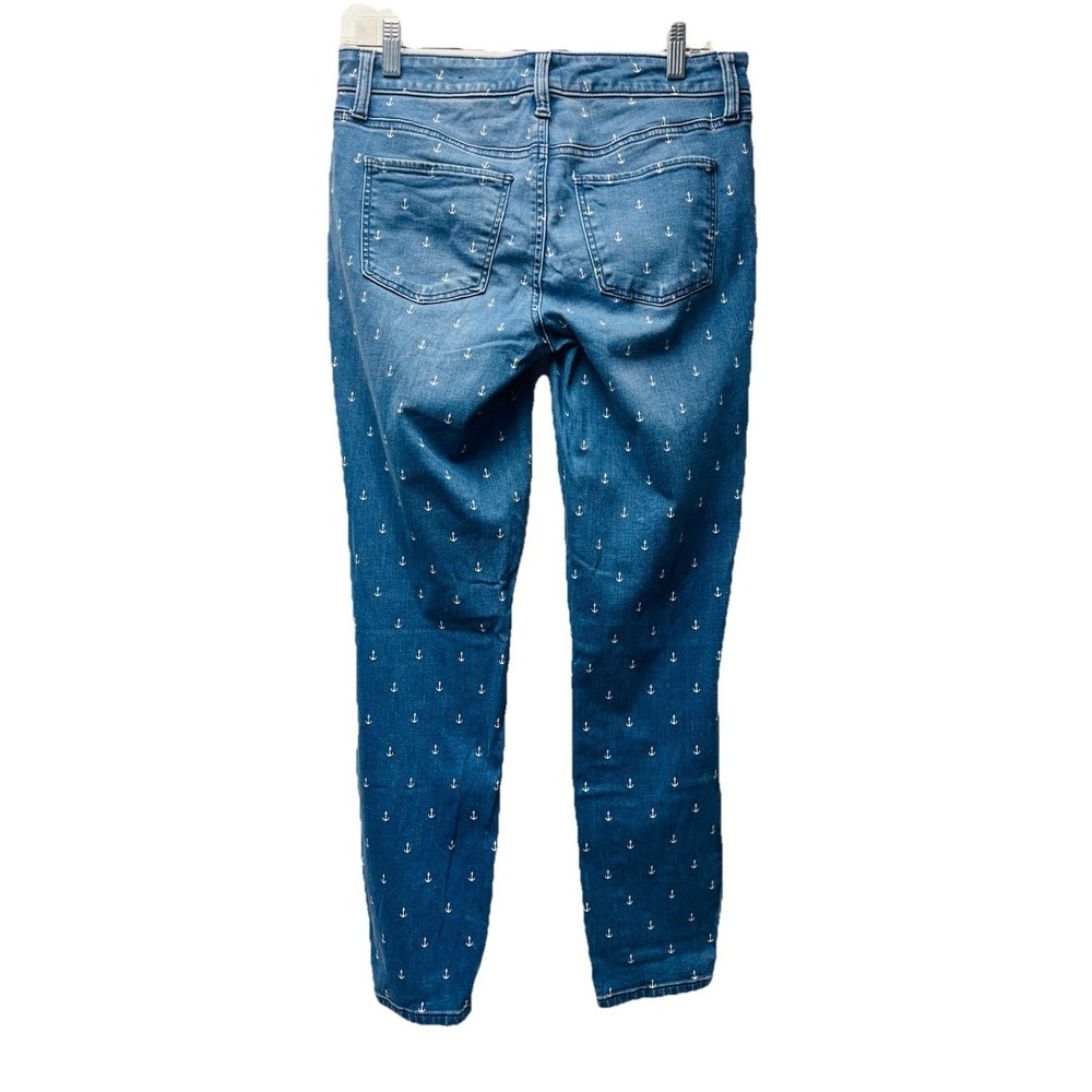 Talbots Flawless 2 Blue Denim Slim Ankle Jeans Anchor Print Nautical Coastal Y2K - Picture 2 of 4